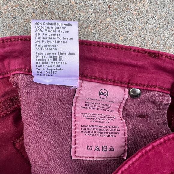 Adriano Goldschmied cranberry The Prima cigarette leg pants 27R - Picture 6 of 6